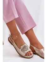 Dámské sandály na plochém podpatku s ozdobou S.Barski KV51-002 zlaté