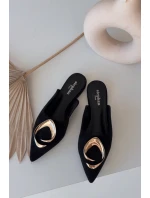 Dámské pantofle Mule s ozdobným zlatým detailem Černé Galvella