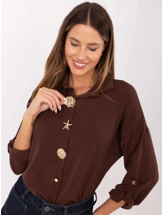 MI košile KS 4192.34 tmavě hnědá