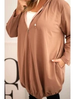 Dámská mikina Plus Size s kapucí Cappuccino - ZENTEX