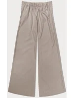 Tmavě béžové elegantní široké dámské kalhoty (33575)