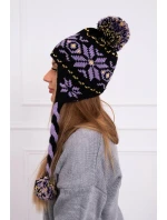 Kostkovaná čepice Fabia K272 černá+fialová Kostkovaná čepice Fabia K272 černá+fialová