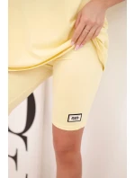 Dámský bavlněný komplet s krátkým rukávem a šortkami žlutý