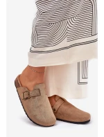 Dámské nazouváky a na platformě s přezkou khaki Selio Dámské nazouváky a na platformě s přezkou khaki Selio