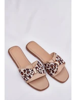 Dámské Pantofle Na Plochém Podpatku S Mašlí Béžové Avenza