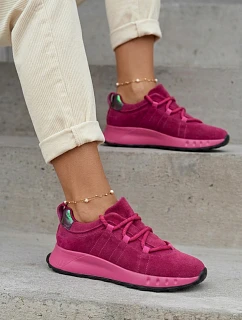 Kožené Semišové Dámské Tenisky Fuchsiová Bemela