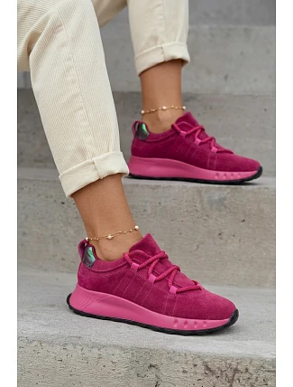 Kožené Semišové Dámské Tenisky Fuchsiová Bemela
