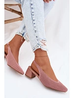 Materiálové dámské sandály na podpatku Růžové Marcelle