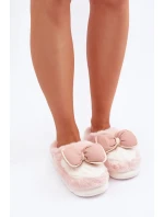Futrzane Pantofle S Mašlí Růžové Grilis