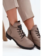 Dámské kotníkové boty na podpatku Vinceza – šedé