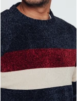 Pánský pruhovaný tmavě modrý svetr FashionStreet WX2240