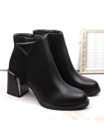 D&A S.Barski Premium Collection W OLI238 černé zateplené boty s ozdobným sloupkem