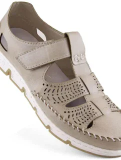 Rieker W RKR651 béžové kožené polobotky s háčkem a smyčkou