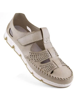 Rieker W RKR651 béžové kožené polobotky s háčkem a smyčkou Rieker W RKR651 béžové kožené polobotky s háčkem a smyčkou