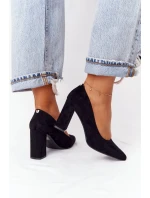 Semišové Lodičky Na Podpatku Sergio Leone PB216 Černé Semišové Lodičky Na Podpatku Sergio Leone PB216 Černé