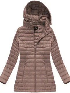 Prošívaná bunda ve starorůžové barvě s kapucí (7473-PLUS)