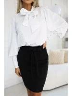 569-2 Semišová sukně s vázáním - ČERNÁ 569-2 Semišová sukně s vázáním - ČERNÁ