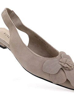 Dámské kožené květinové sandály béžové Vinceza 26-66951