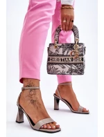 patentované sandály na podpatku Šede Owen