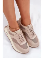 Semišové Sneakersy Na Platformě Dámské Big Star RR274897 HI-POLY SYSTEM Béžové