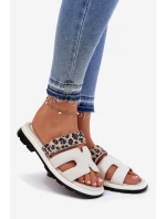 Dámské Kožené Pantofle S Suchým Zipem Leopard Vinceza 66769 Světle Béžové