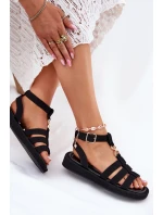 Dámské sandály na platformě se zlatým detailem černé Kartia Dámské sandály na platformě se zlatým detailem černé Kartia