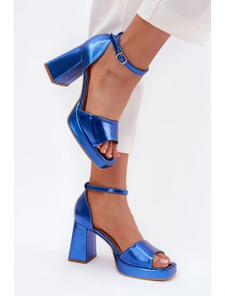 Laky Dámské Sandály Na Podpatku Modré Marila