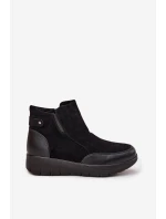 Dámské kotníkové boty na zip Vyhřívané kožešinou Černé Breena