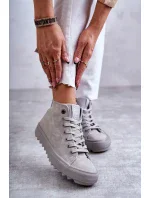 Dámské Tenisky Big Star Vysoké Zateplené Šedé GG274070 Dámské Tenisky Big Star Vysoké Zateplené Šedé GG274070