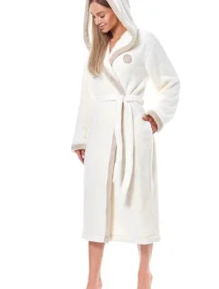 Dlouhý dámský župan Ema 9133 Ecru s béžovou - L&L Lamp