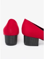 Originální dámské  lodičky červené na širokém podpatku