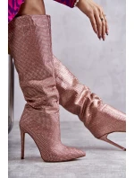 Módní kozačky na vysokém podpatku s kubickými zirkony růžove Lovisa Módní kozačky na vysokém podpatku s kubickými zirkony růžove Lovisa