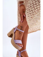 Pohodlné semišové sandály na robustním podpatku fialove Elishia