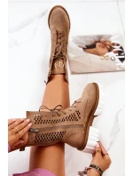 Pracovní kožené vysoké boty Nicole svetlě hnědá 2706