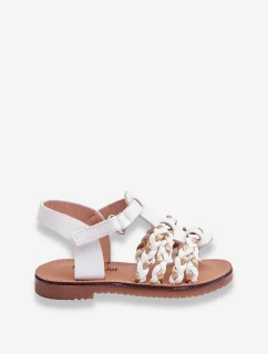 Dětské sandály na suchý zip s pruhy bile Sammy