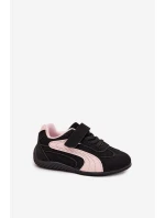 Dětské sportovní boty s přezkou Černo růžové Perrin