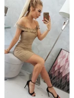 Španělské šaty s volánky velbloud Španělské šaty s volánky velbloud