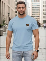 Pánské modré bavlněné tričko s potiskem buldočka FashionStreet NX0125R Pánské modré bavlněné tričko s potiskem buldočka FashionStreet NX0125R