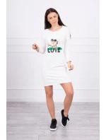 Šaty s potiskem Love ecru Šaty s potiskem Love ecru