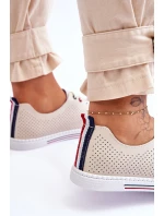 Dámské kožené ažurové tenisky béžové S.Barski LR952