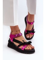 Dámské sandály s mašlí D&A CR956 fuchsie