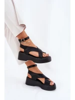 Dámské Sandály Na Platformě A Klínu Eko Kůže Černé Tenzorus