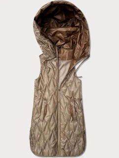 Lekka kamizelka damska ze złotym zamkiem Goodlookin beżowa (B8586/B8587-12)