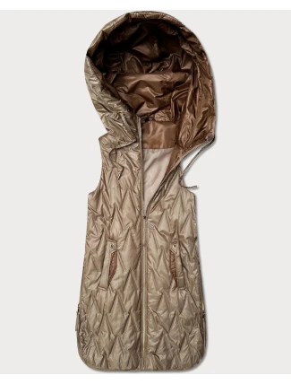 Lekka kamizelka damska ze złotym zamkiem Goodlookin beżowa (B8586/B8587-12)