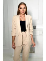 Elegantní souprava saka a kalhot tmavě béžové barvy