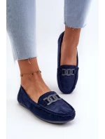 Dámské módní semišové mokasíny modré Rabell