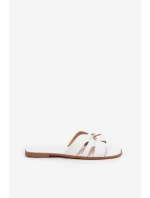 Ploché Dámské Pantofle S Páskem A Zlatým Detailem Bílé Kerenza