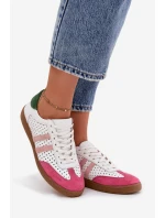 Kožené perforované dámské tenisky Zazoo N1318 Bílomodré