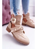 Lu Boo béžové Suede vystřihnout kotníkové boty Rock Girl