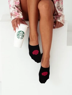 Skarpetki Microstopki Damskie Bawełniane Róża Czarne